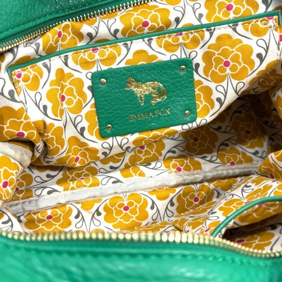 Emma Fox Satchel Leather Purse Green Gold Hand Strap Doctor’s Style Crossbody - Picture 5 of 12